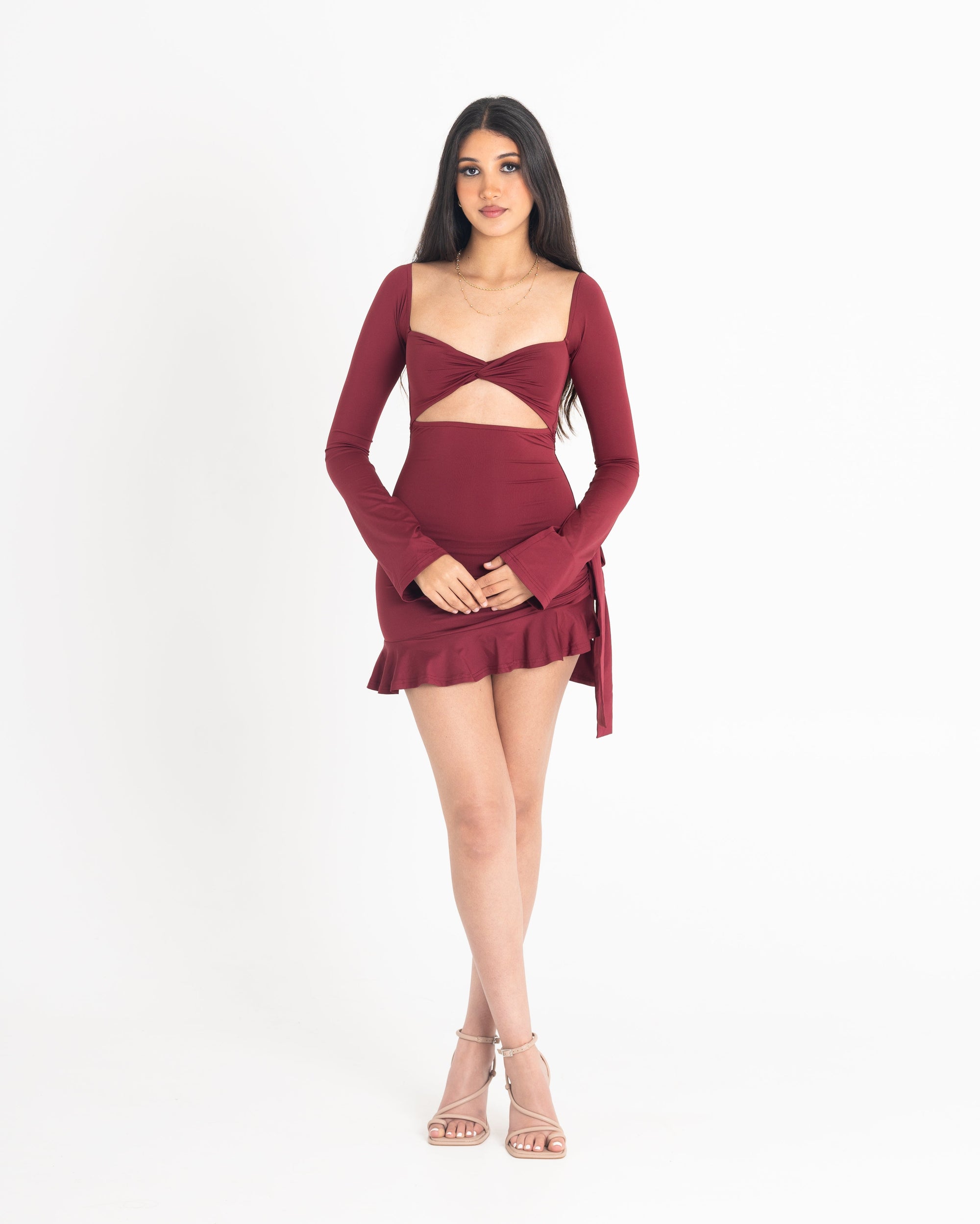 Lana Mini Dress in Burgundy