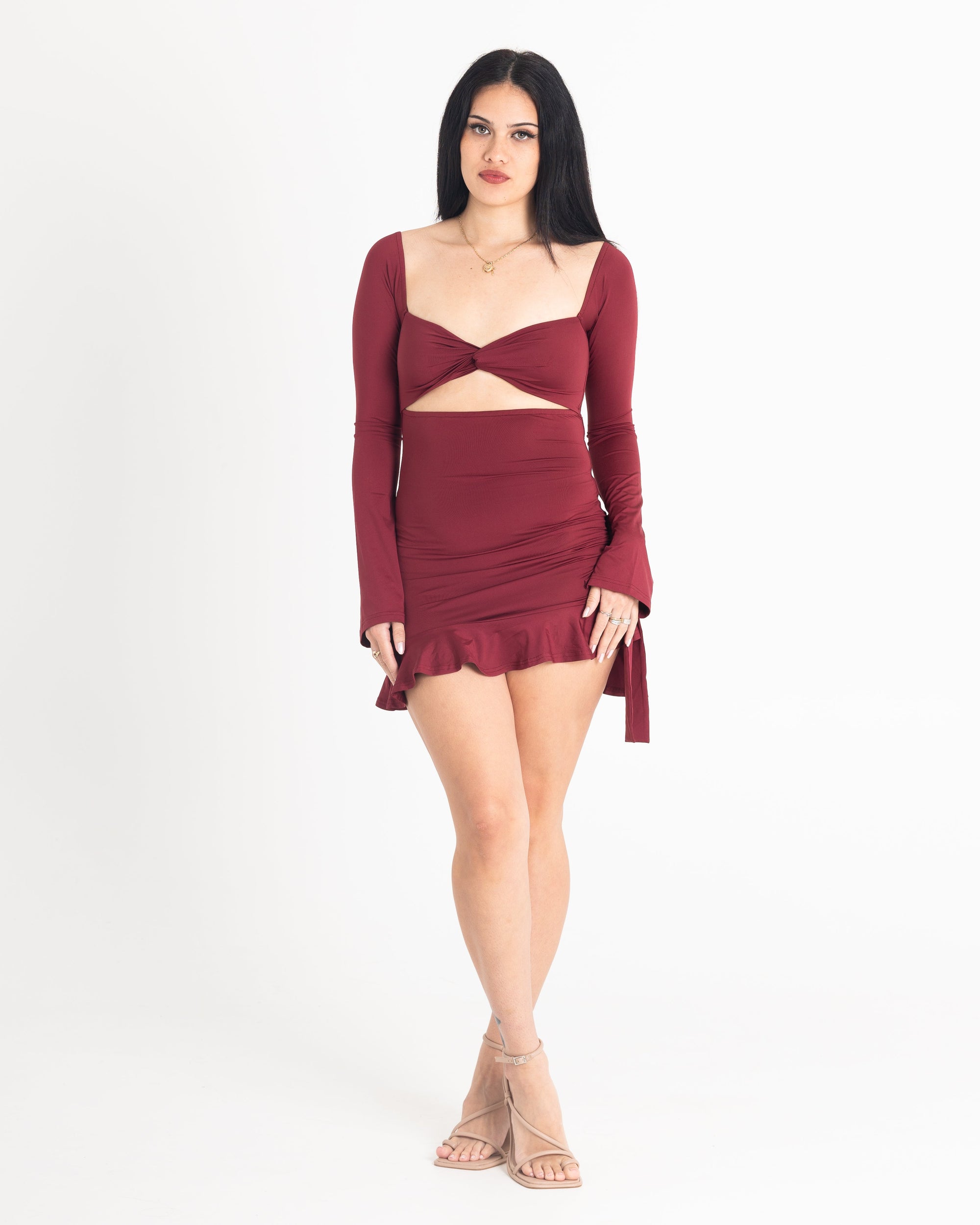 Lana Mini Dress in Burgundy