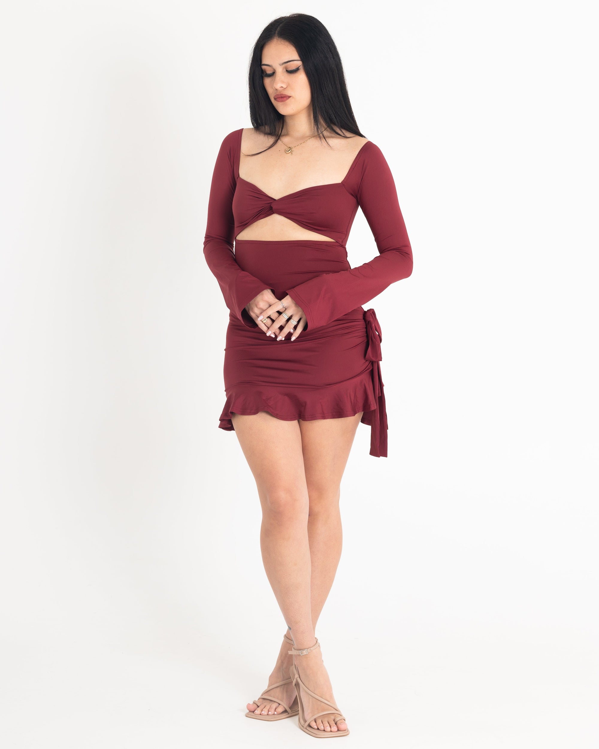 Lana Mini Dress in Burgundy