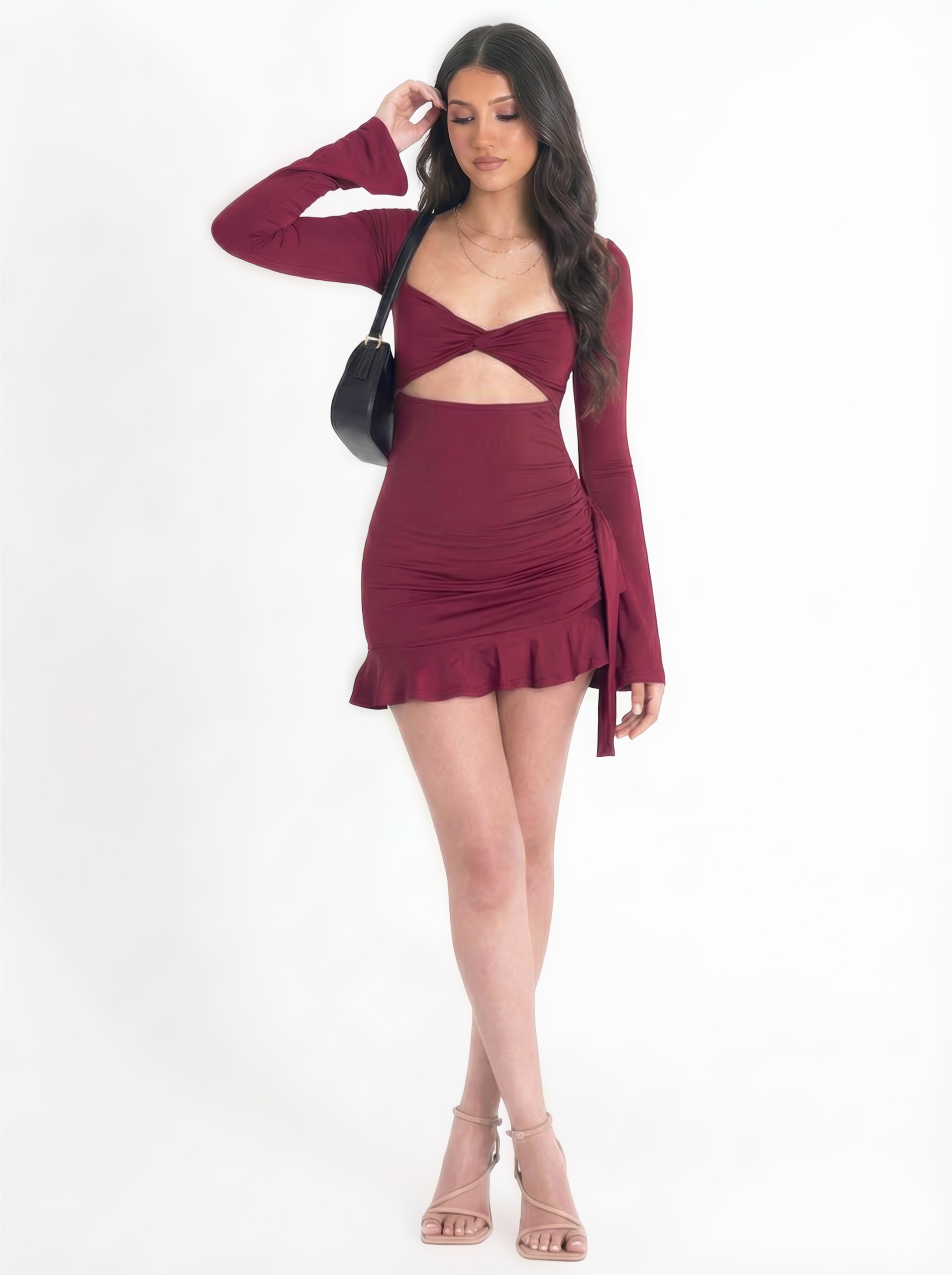 Lana Mini Dress in Burgundy
