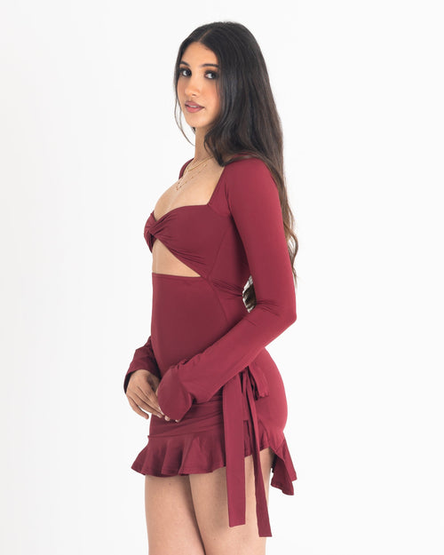 Lana Mini Dress in Burgundy